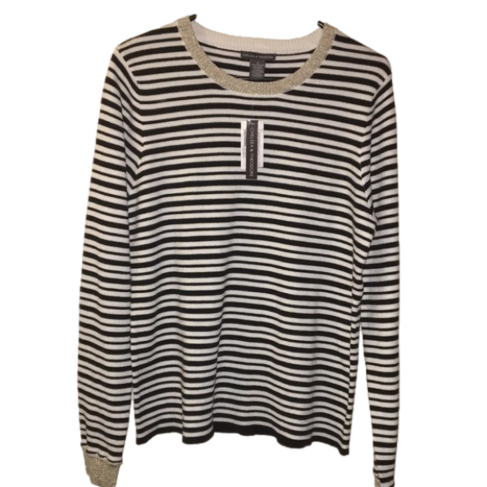 NWT Chelsea & Theodore Sweater Black Striped